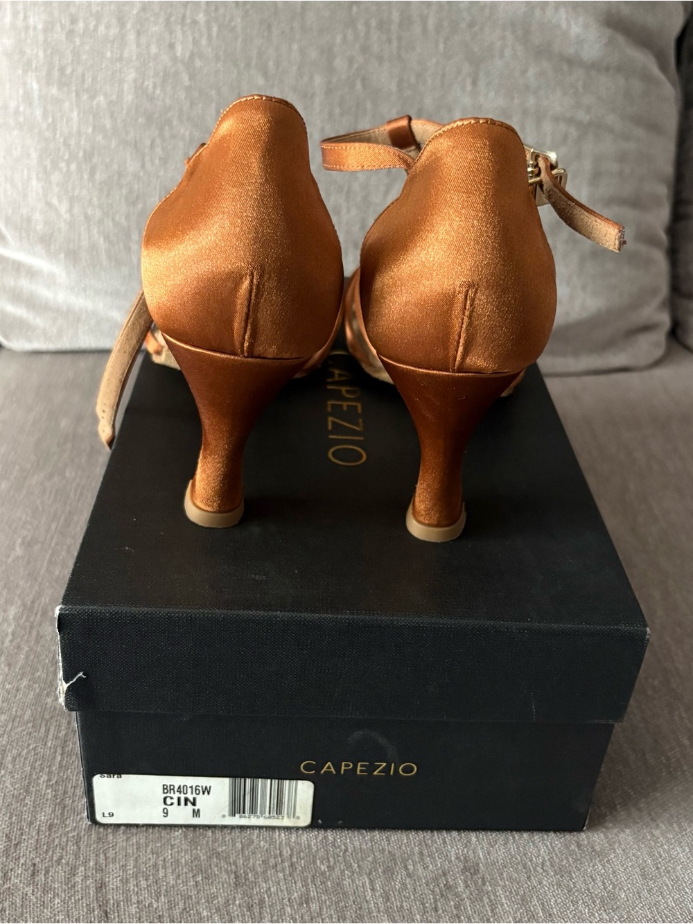 Capezio Women's Copper Satin T‑Strap Heels - Picture 3 of 4